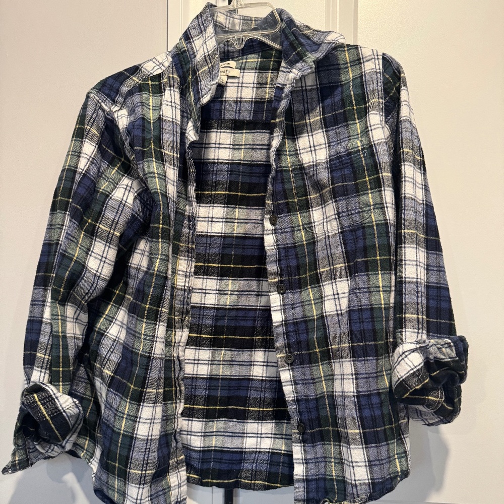 LL Bean Women’s Flannel Shirt in Scotch Plaid - Medium Relaxed Fit